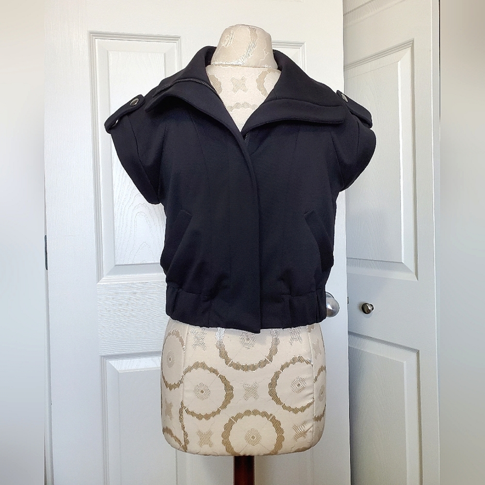 Kenneth Cole Reaction knit jacket vest black size 4 fits XS, S two way zipper